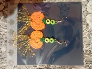 Pendientes Ganchillo Calabaza y Estrellas