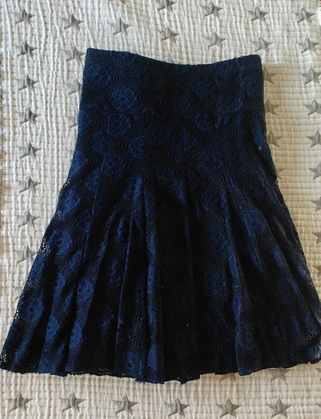 Gonna in pizzo blu e nero