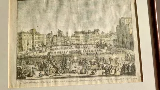 Serigrafia antica Firenze 1738 Piazza S. Croce