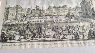 Serigrafia antica Firenze 1738 Piazza S. Croce
