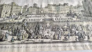 Serigrafia antica Firenze 1738 Piazza S. Croce