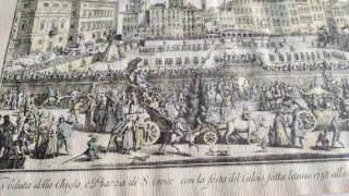 Serigrafia antica Firenze 1738 Piazza S. Croce