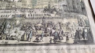 Serigrafia antica Firenze 1738 Piazza S. Croce
