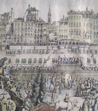 Serigrafia antica Firenze 1738 Piazza S. Croce