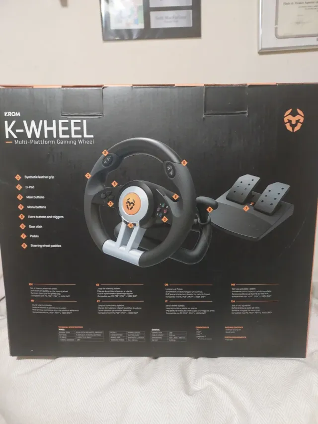 Volante KROM K-WHEEL para PS4, PS3 ,XBOX ONE Y PC.