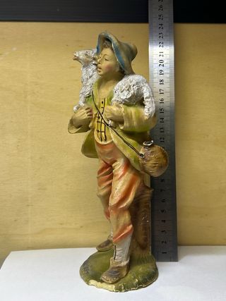 Pastore presepe d’epoca 20-21cm cartapesta e gesso