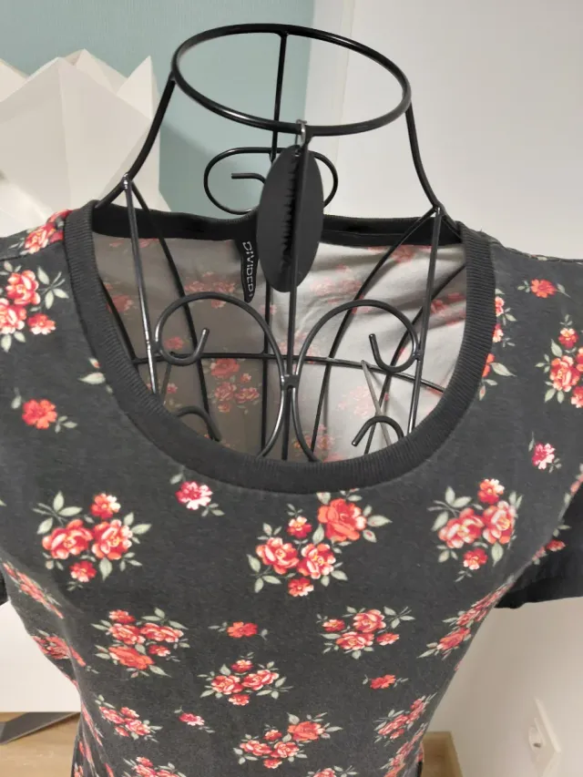 Vestido H&M flores negro talla 44