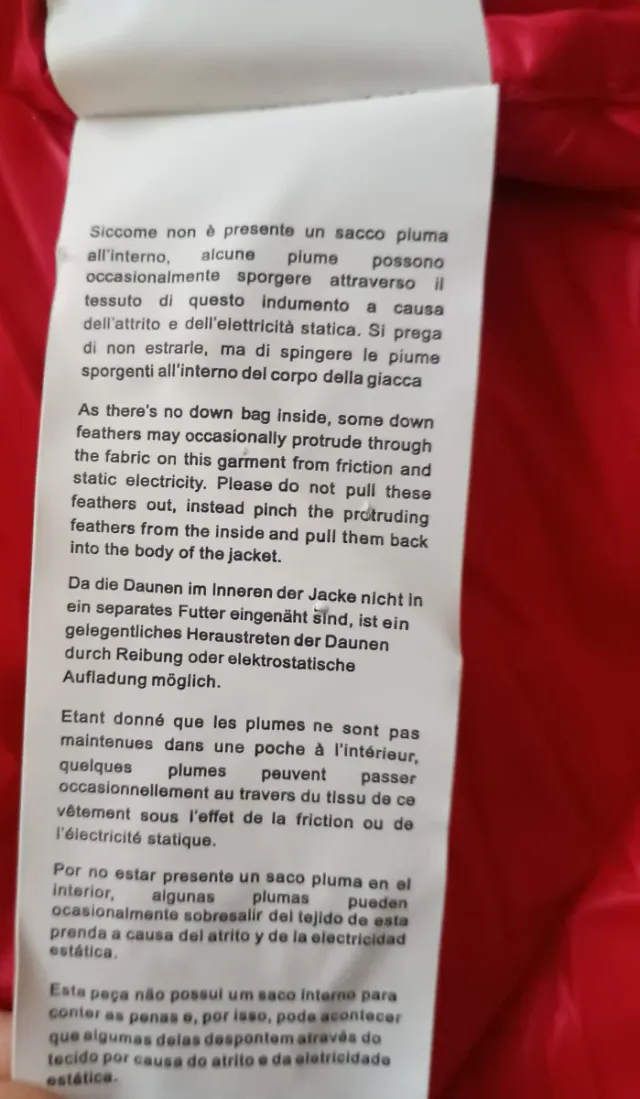 Piumino tecnico Emporio Armani (100 grammi).