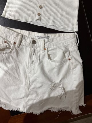 Conjunto falda y top blanco talla S