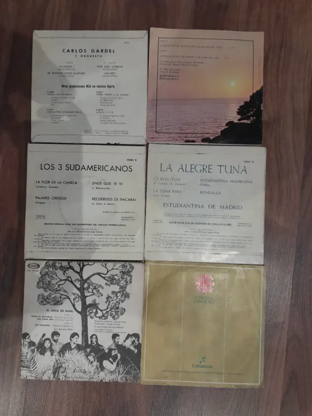 Lote 6 Vinilos EP Carlos Gardel, Manolo Velez