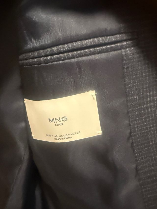 Americana Mango Azul Marino cuadros sin usar.