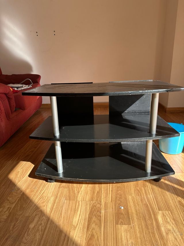 Mueble de salón negro 3 estantes