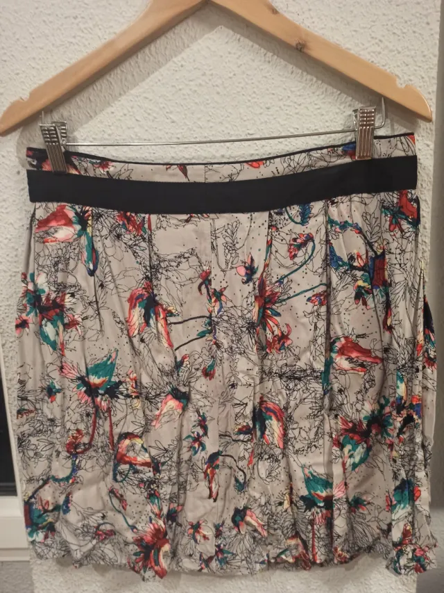 Falda midi Skunkfunk gris multicolor