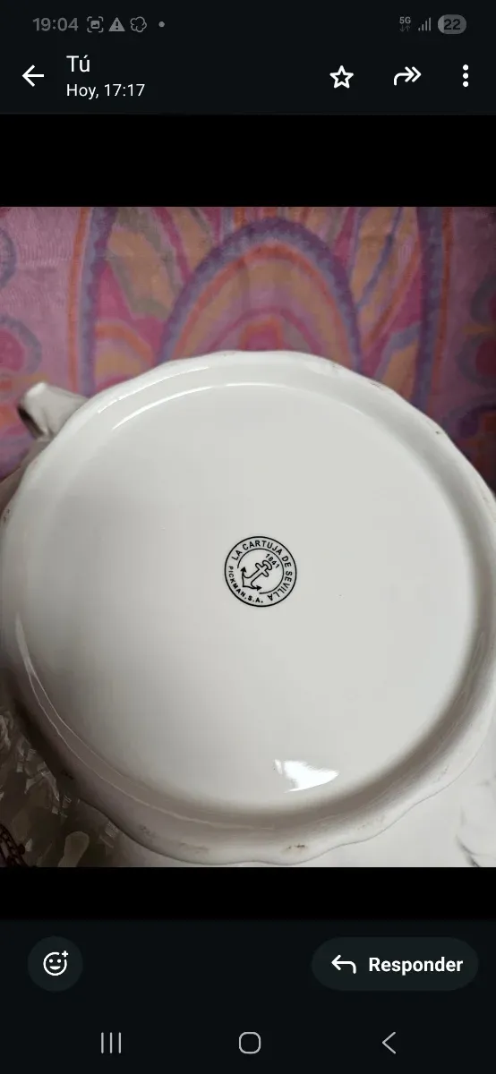 Sopera o Ensaladera Porcelana Roja y Blanca