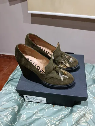 Zapatos ante verde Talla 39