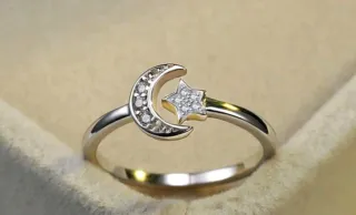 Anillo Luna y Estrella Plata