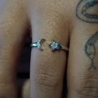 Anillo Luna y Estrella Plata
