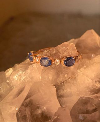 Anillo Plata Zafiros Azules y Circonitas