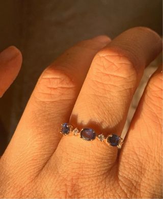 Anillo Plata Zafiros Azules y Circonitas