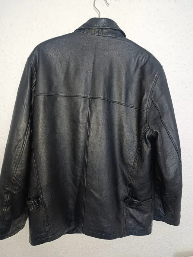 Chaqueta de cuero hombre negra