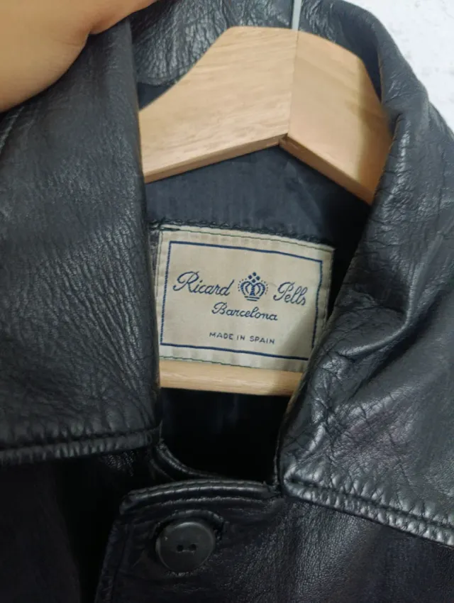 Chaqueta de cuero hombre negra