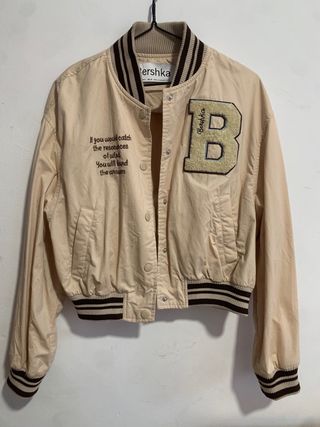Chaqueta Bomber Bershka Beige Talla M