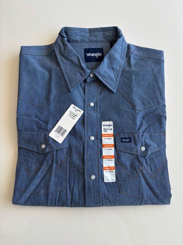 Camisa Wrangler azul hombre nueva