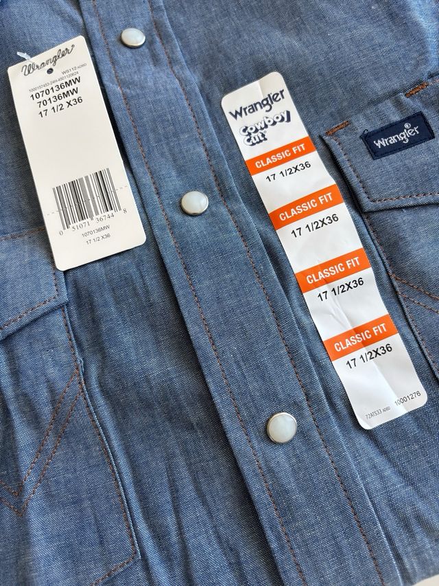 Camisa Wrangler azul hombre nueva