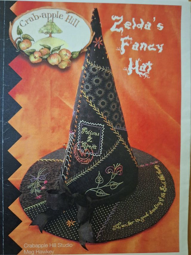 Patrón sombrero bruja. Patchwork bordados