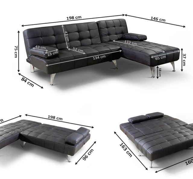 Sofá Cama Chaise Longue Negro