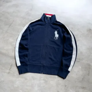 Felpa Ralph Lauren blu con cavallino bianco grande