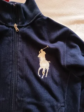 Felpa Ralph Lauren blu con cavallino bianco grande