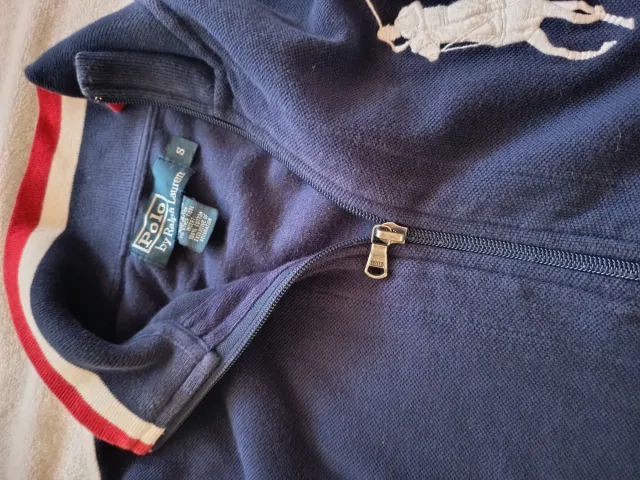 Felpa Ralph Lauren blu con cavallino bianco grande