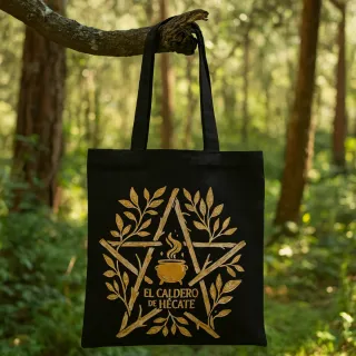 Bolsa Tote Bag de Lona Negra El Caldero de Hécate