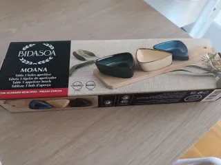 Bandeja aperitivos cerámica y bambú