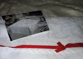 Copriletto bianco in cotone Lavorato con pizzo