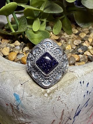 Anillo Plata 925 Arenisca Azul