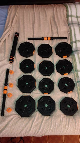 Set pesas + banco musculación