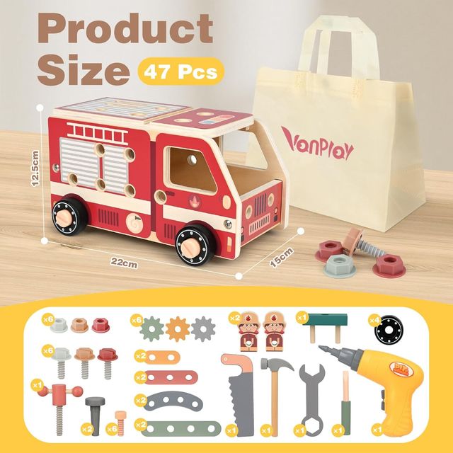 Camión Bombero Montessori con Herramientas