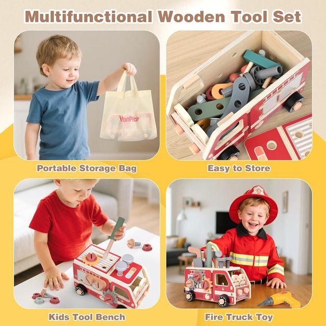 Camión Bombero Montessori con Herramientas