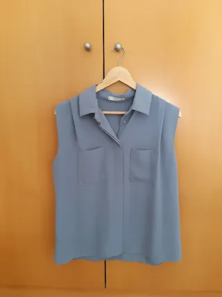 Camisa sin mangas azul