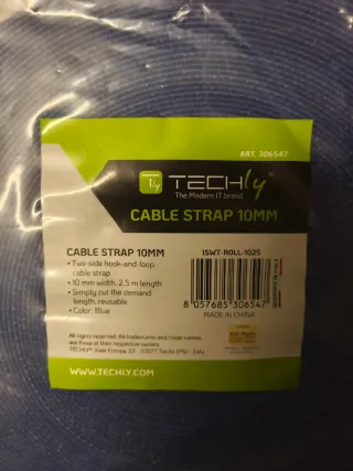 TECHLY Cable Strap 10mm Blu