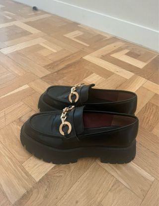 Manoletinas / Zara Plataforma Negra, talla 38