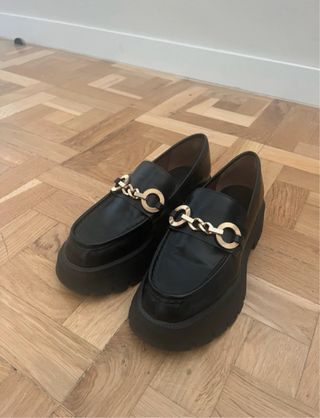 Manoletinas / Zara Plataforma Negra, talla 38