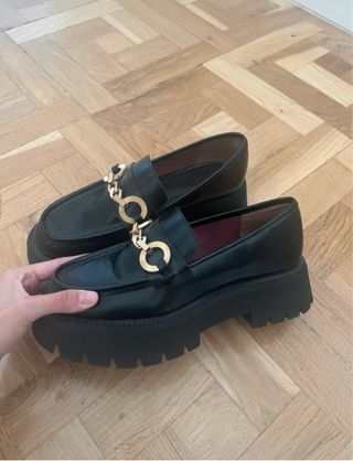 Manoletinas / Zara Plataforma Negra, talla 38