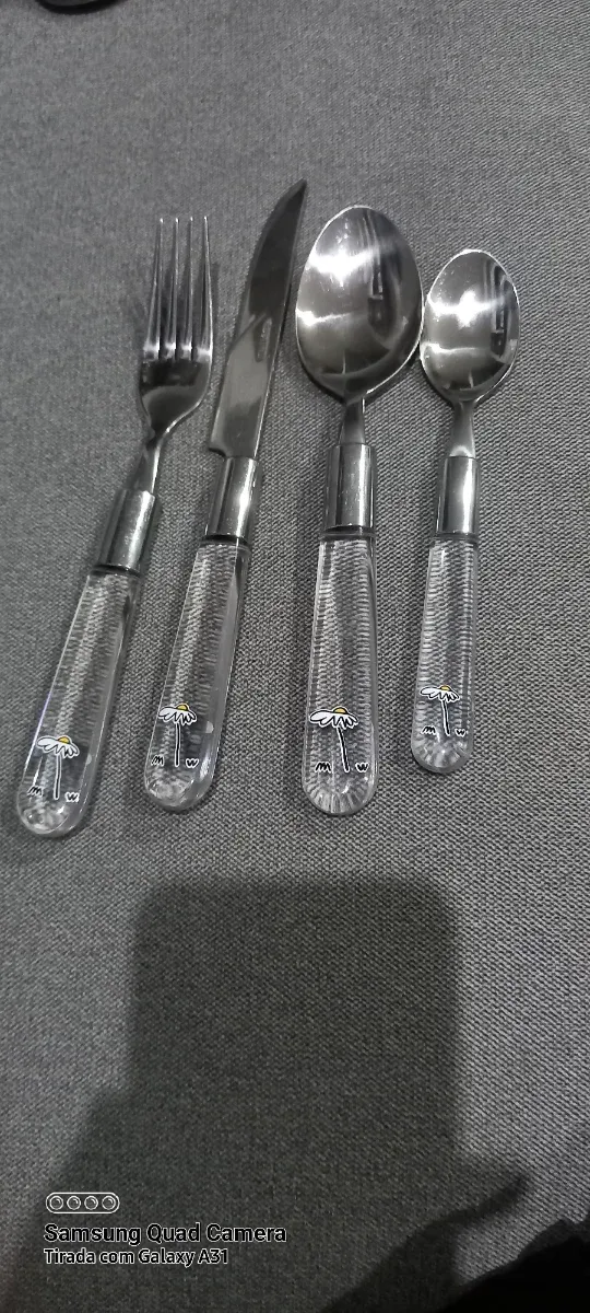 Conjunto Talheres 24 Peças Acrílico Malmequeres