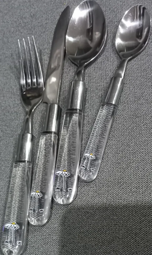 Conjunto Talheres 24 Peças Acrílico Malmequeres