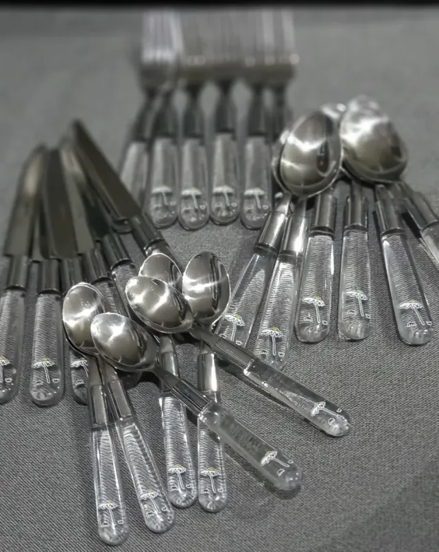 Conjunto Talheres 24 Peças Acrílico Malmequeres