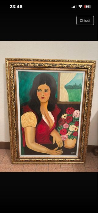 Quadro donna con fiori