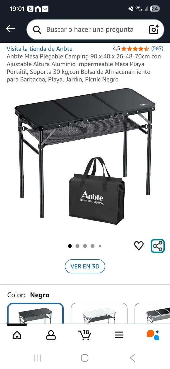 Mesa Camping Plegable Anbte Aluminio